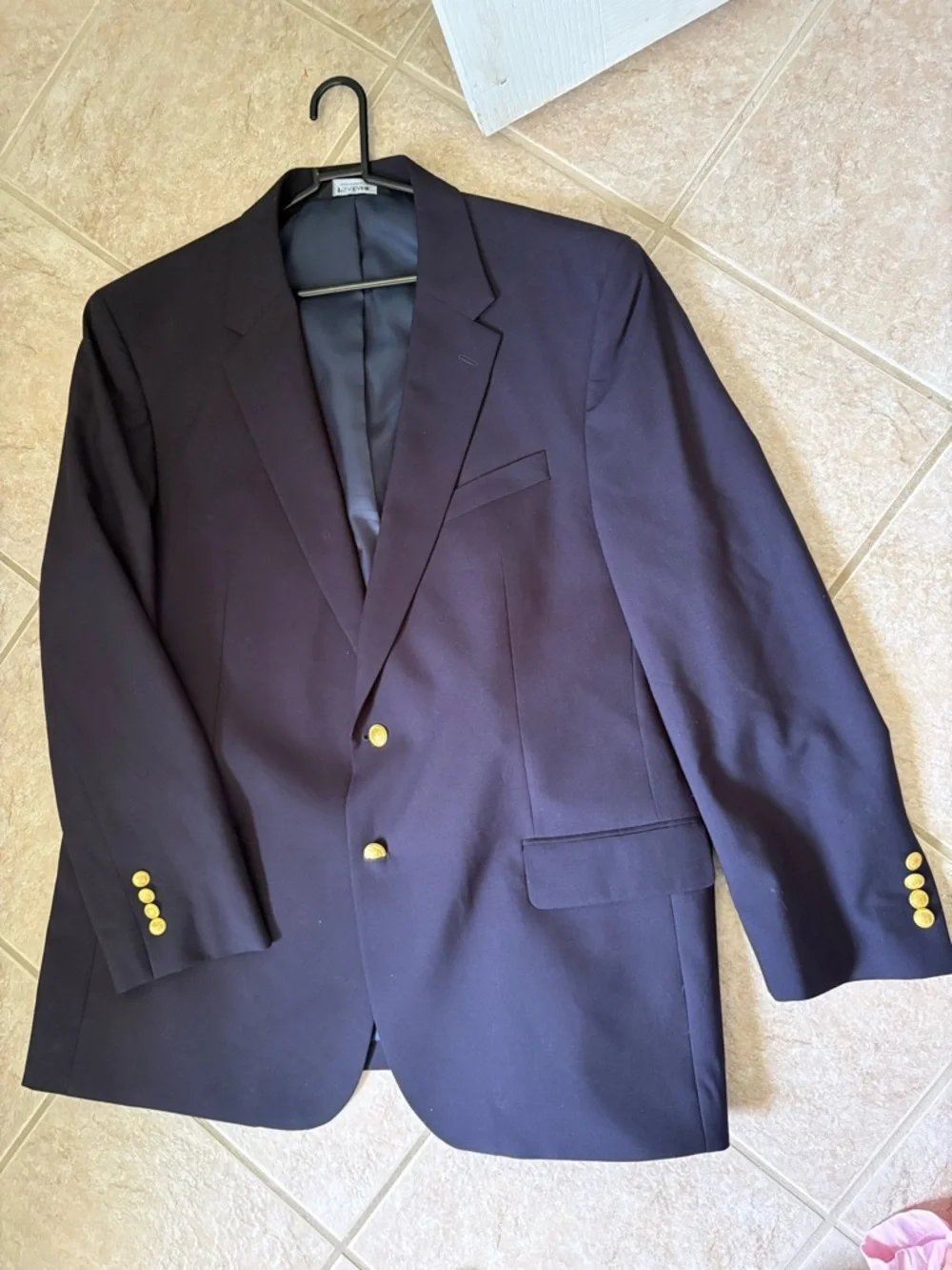 Jos A Bank Men Size 46R Navy Blue Classic Wool Blazer Regal Fit Gold Buttons